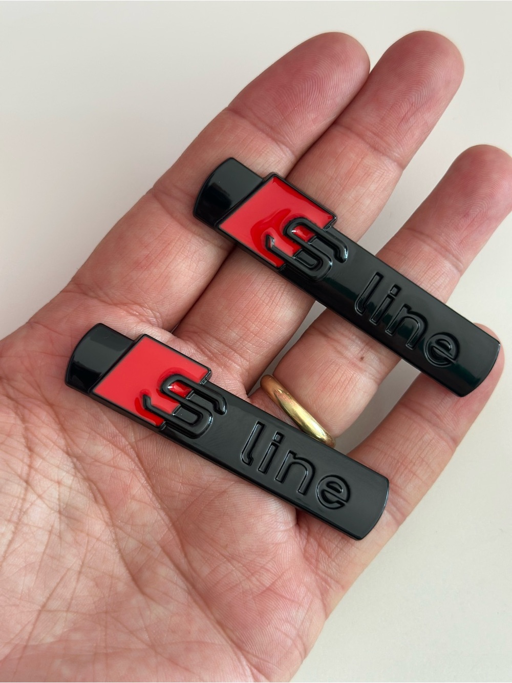 2pcs Glossy Black Audi S-LINE Adhesive Side Fender Emblem Decal Badge